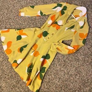 Vintage Yellow Tan Button Down Long Sleeve Dress